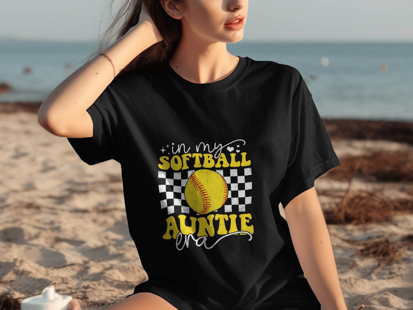 In My Softball Auntie Era Groovy Retro Proud Graphic Design Image T-Shirt - Design & Vybe