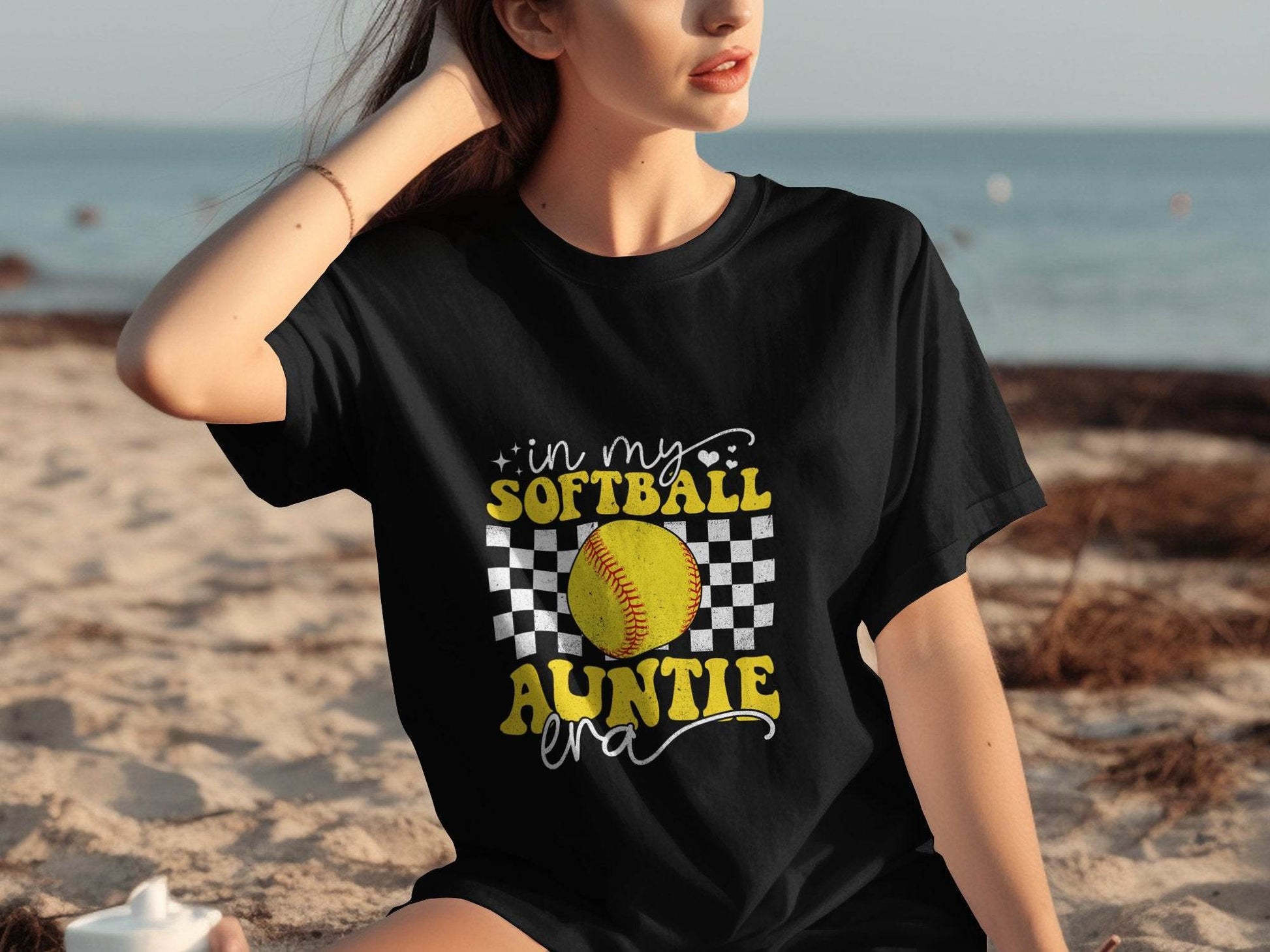 In My Softball Auntie Era Groovy Retro Proud Graphic Design Image T-Shirt - Design & Vybe
