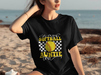 In My Softball Auntie Era Groovy Retro Proud Graphic Design Image T-Shirt - Design & Vybe