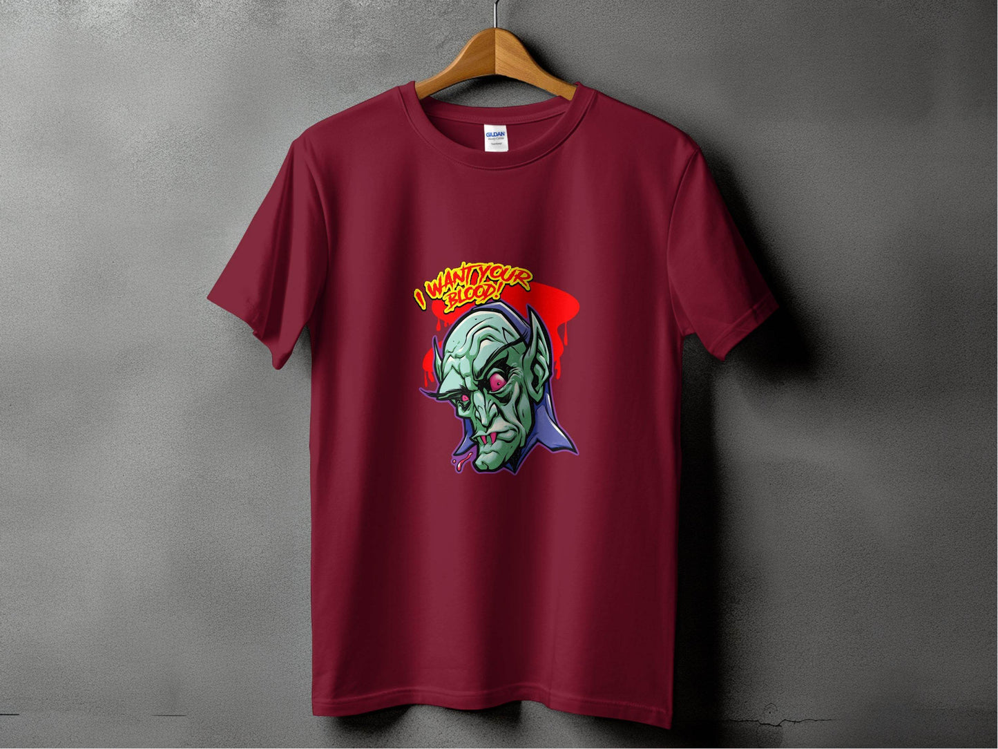 I Want Your Blood Vampire Head Horror Graphic T-Shirt - Design & Vybe