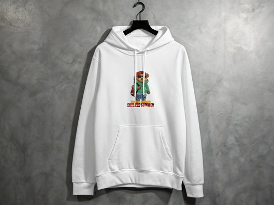 Stylish white hoodie with cute cartoon design product