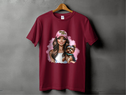 Yorkie Mom Hat with Adorable Dog Illustration T-Shirt - Design & Vybe