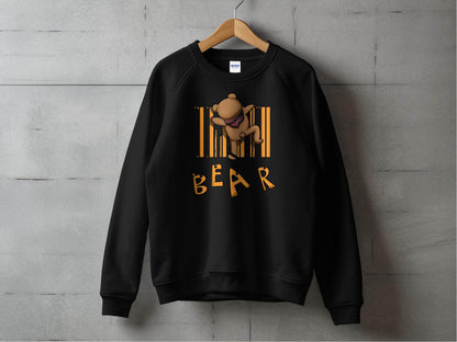 Funny Adorable Cute Bear Climbing Barcode Design Printed Sweater - Design & Vybe