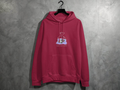 Never Trust Human Fish Skeleton Plastic Bag Design Hoodie - Design & Vybe