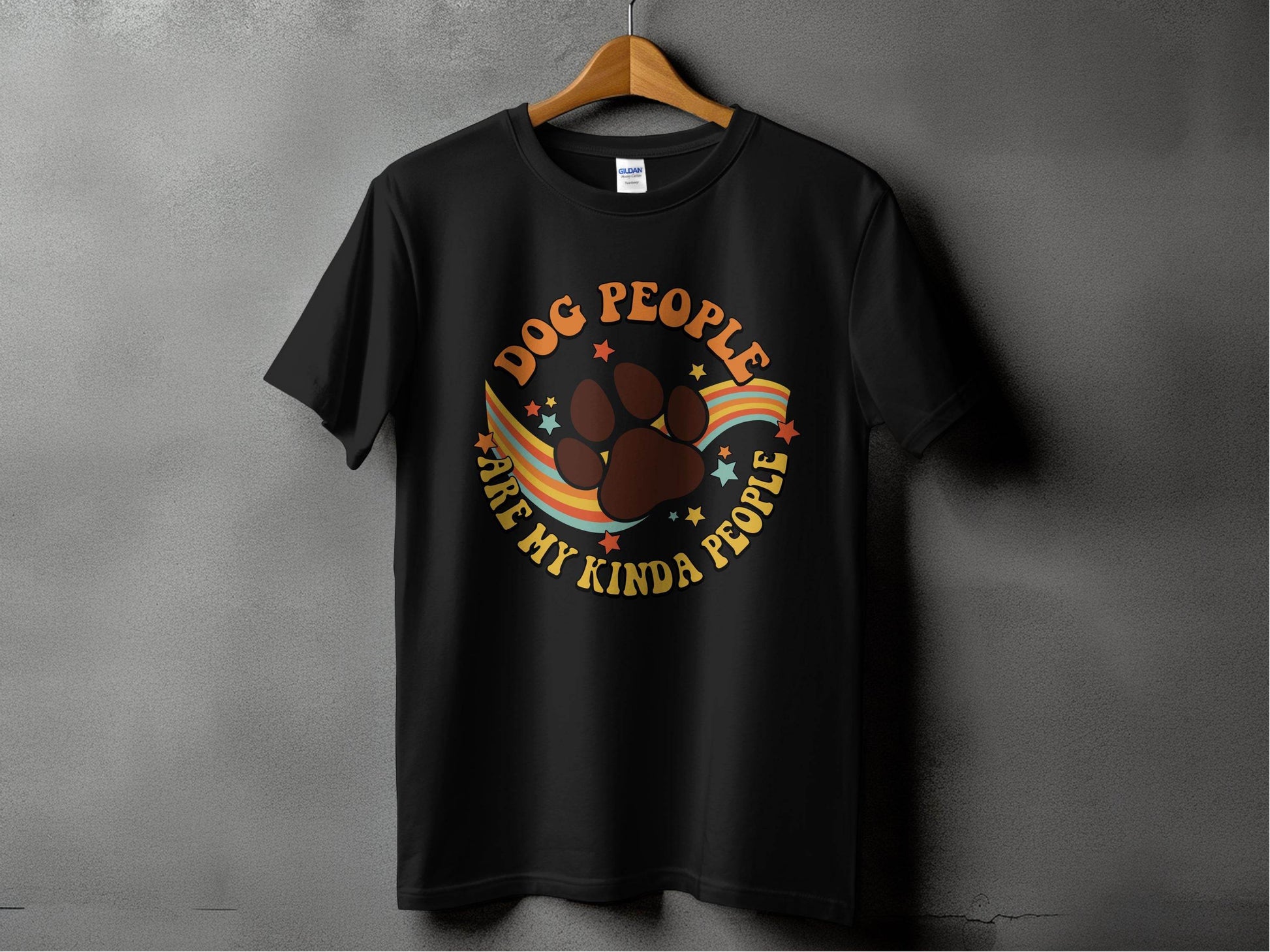 Dog People Are My Kinda People Retro Style Dog Paw T-Shirt - Design & Vybe