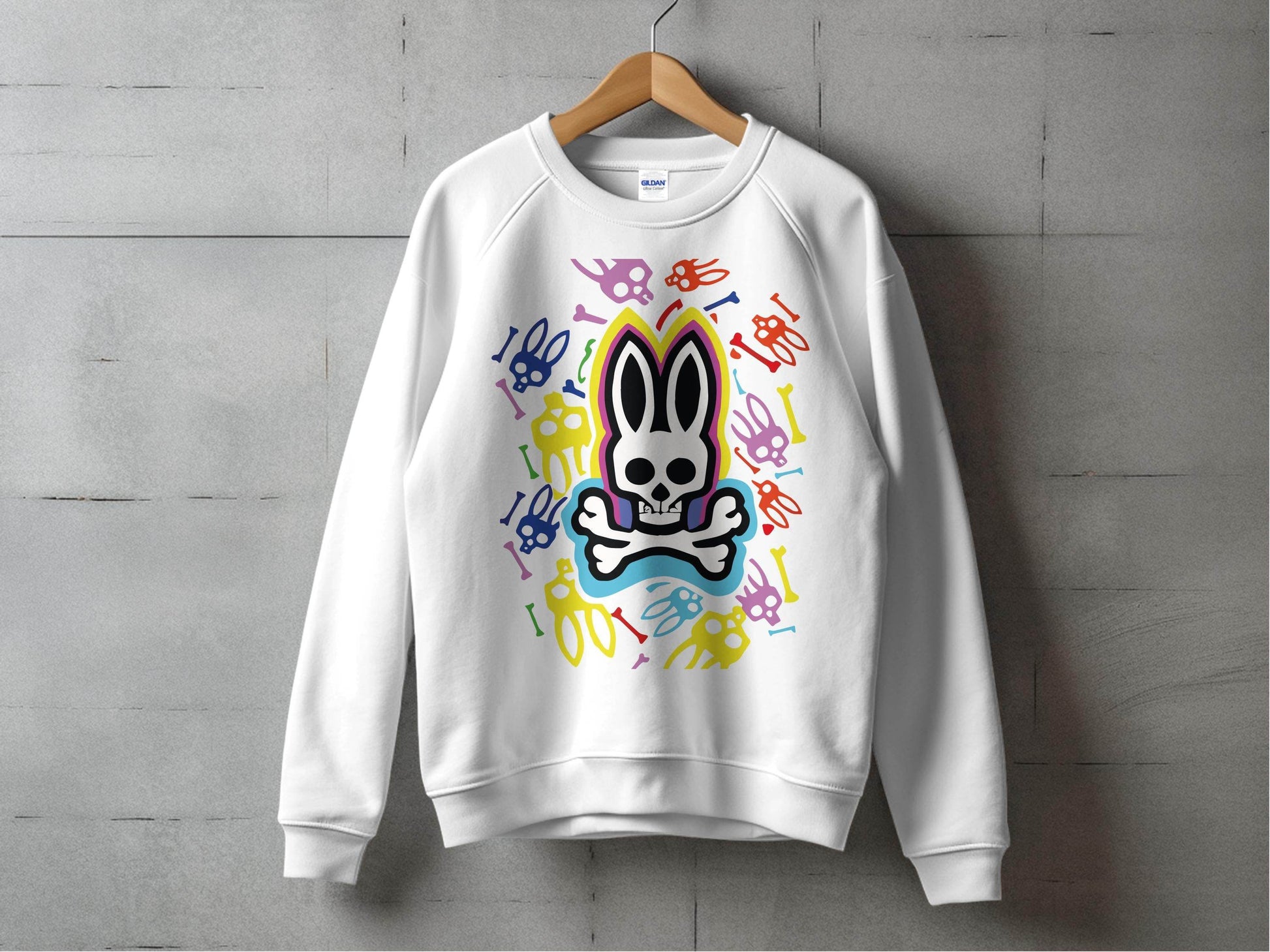 Colorful Bunny Skull Graphic Pattern Sweater - Design & Vybe