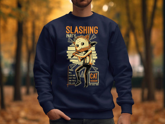 Slashing Party Cat Version for Adult Only Graphic Sweater - Design & Vybe