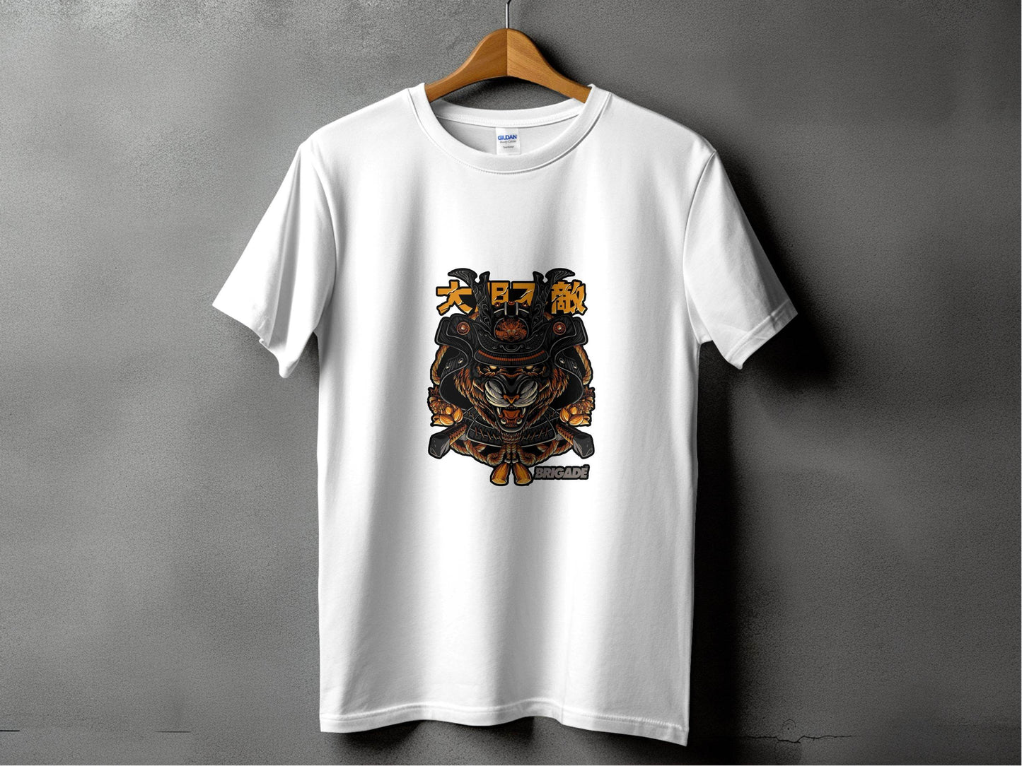 Tiger Samurai Illustration Japanese Text Graphic T-Shirt - Design & Vybe