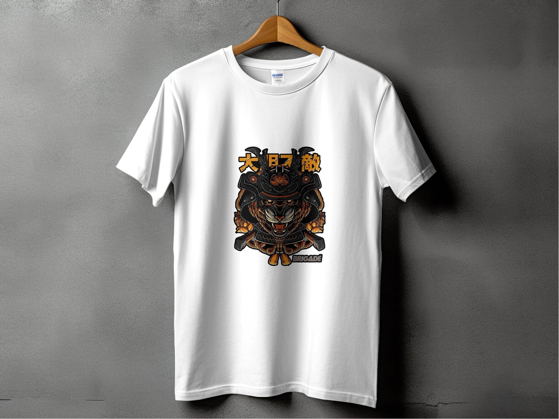 Tiger Samurai Illustration Japanese Text Graphic T-Shirt - Design & Vybe