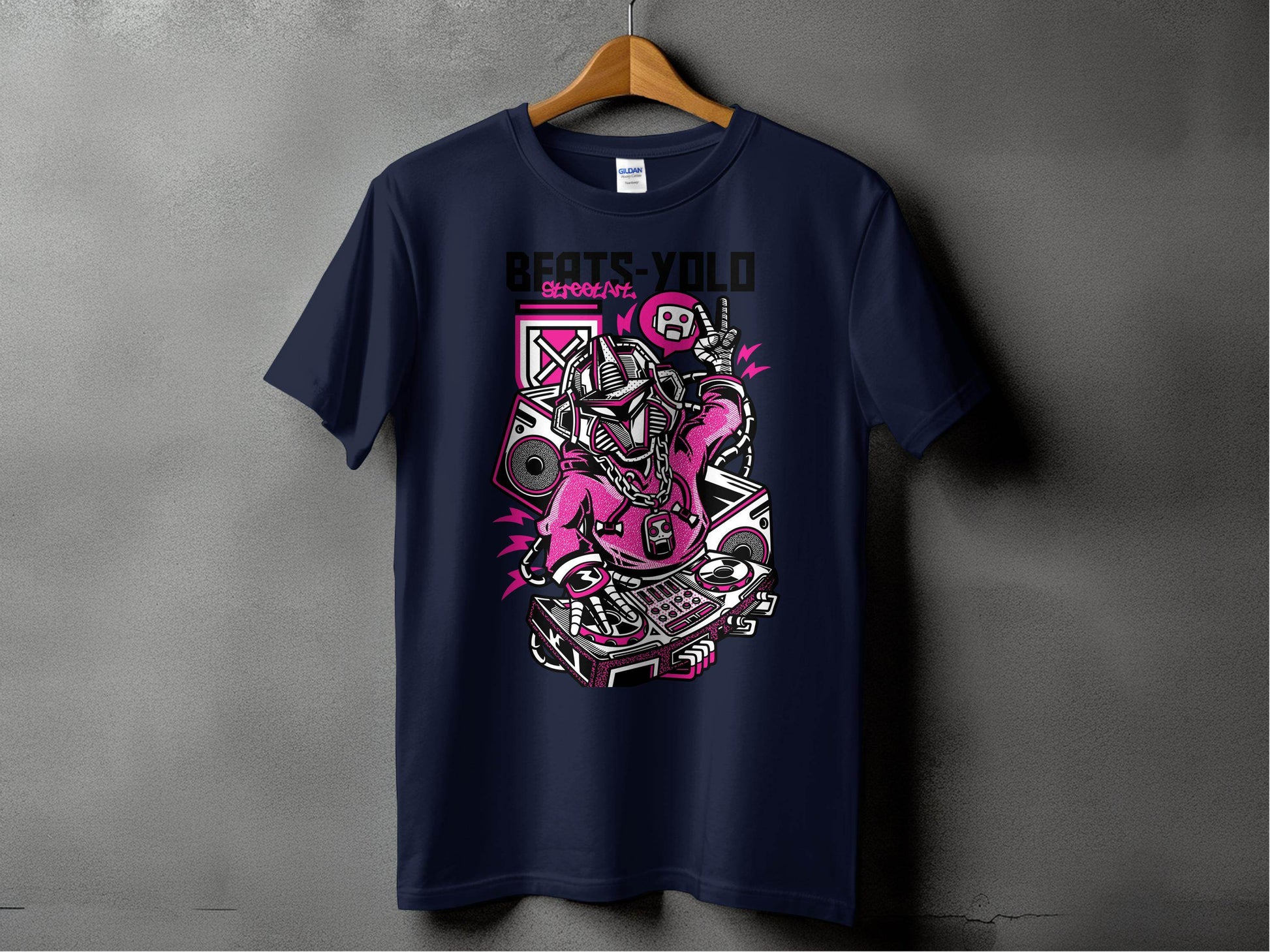 Beats Yolo Street Art Robot DJ Graphic Design T-Shirt - Design & Vybe