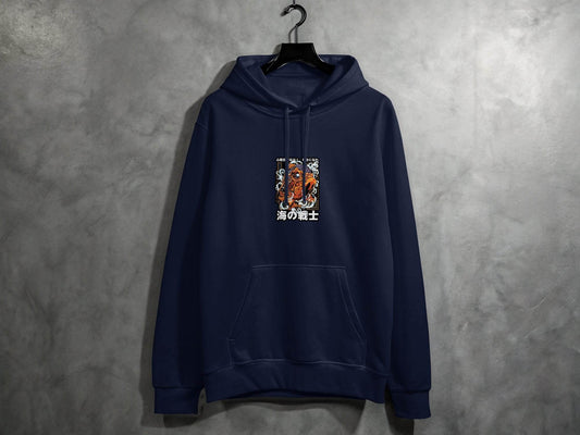 Fish Warrior With Japanese Text Graphic Hoodie - Design & Vybe