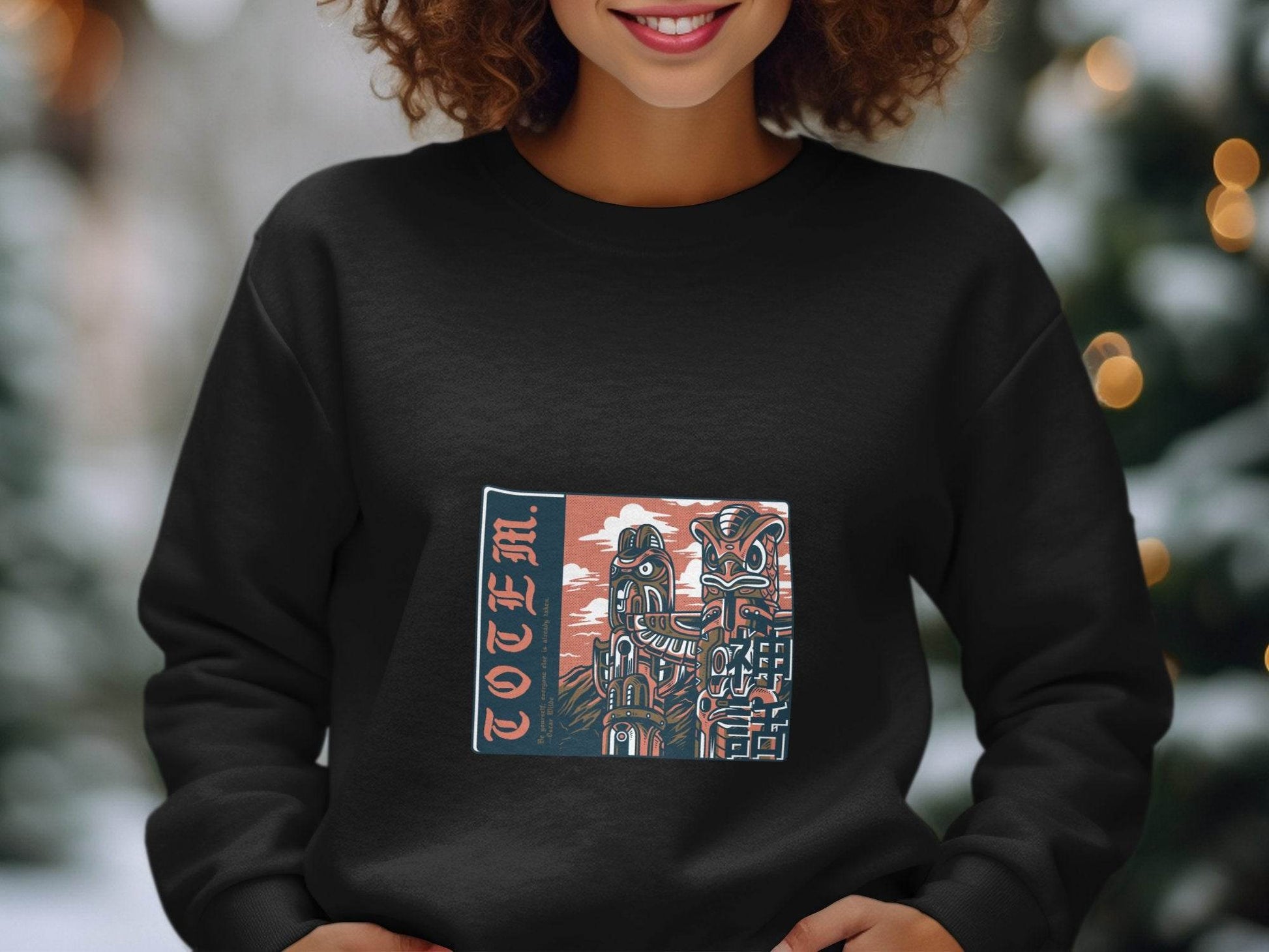 Totem Poles with Quote Be Yourself Oscar Wilde Sweater - Design & Vybe