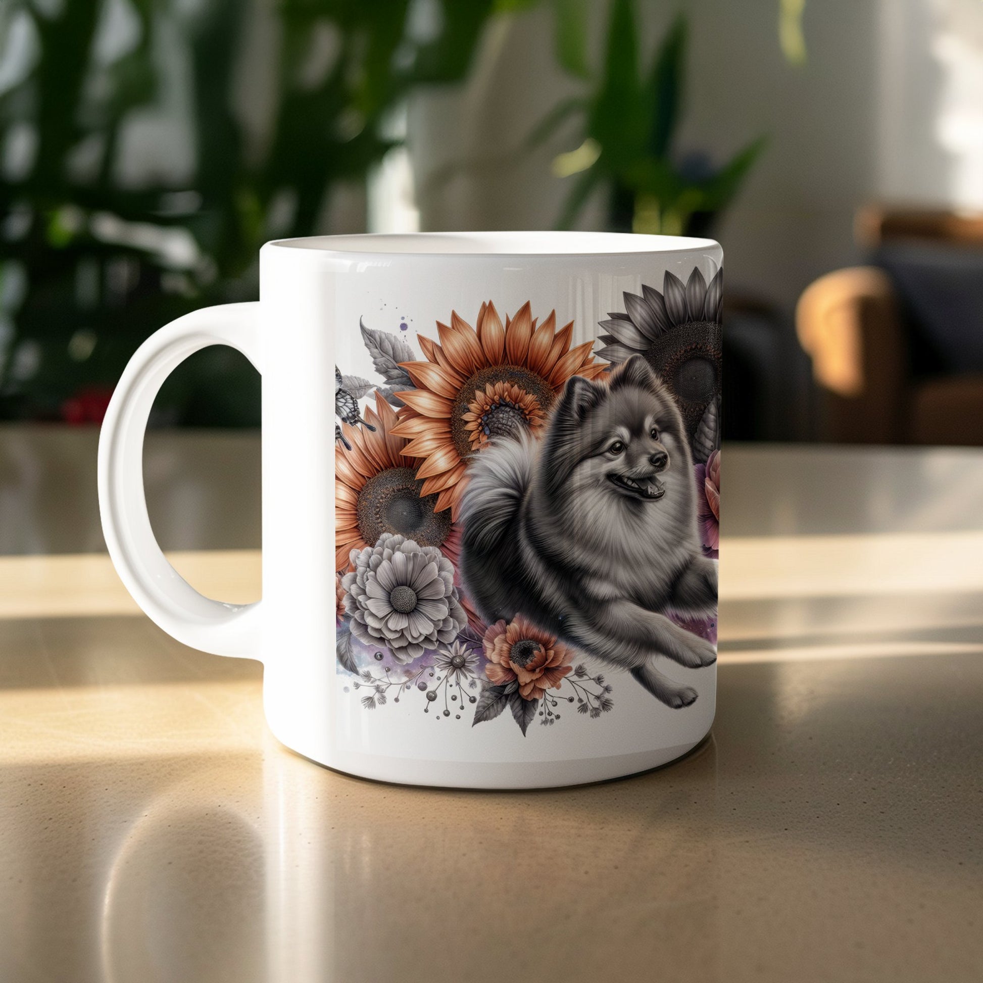 Floral Art Mug with Adorable Dog Design product