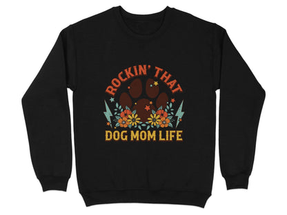 Rockin' That Dog Mom Life With Paw and Flowers Sweater - Design & Vybe