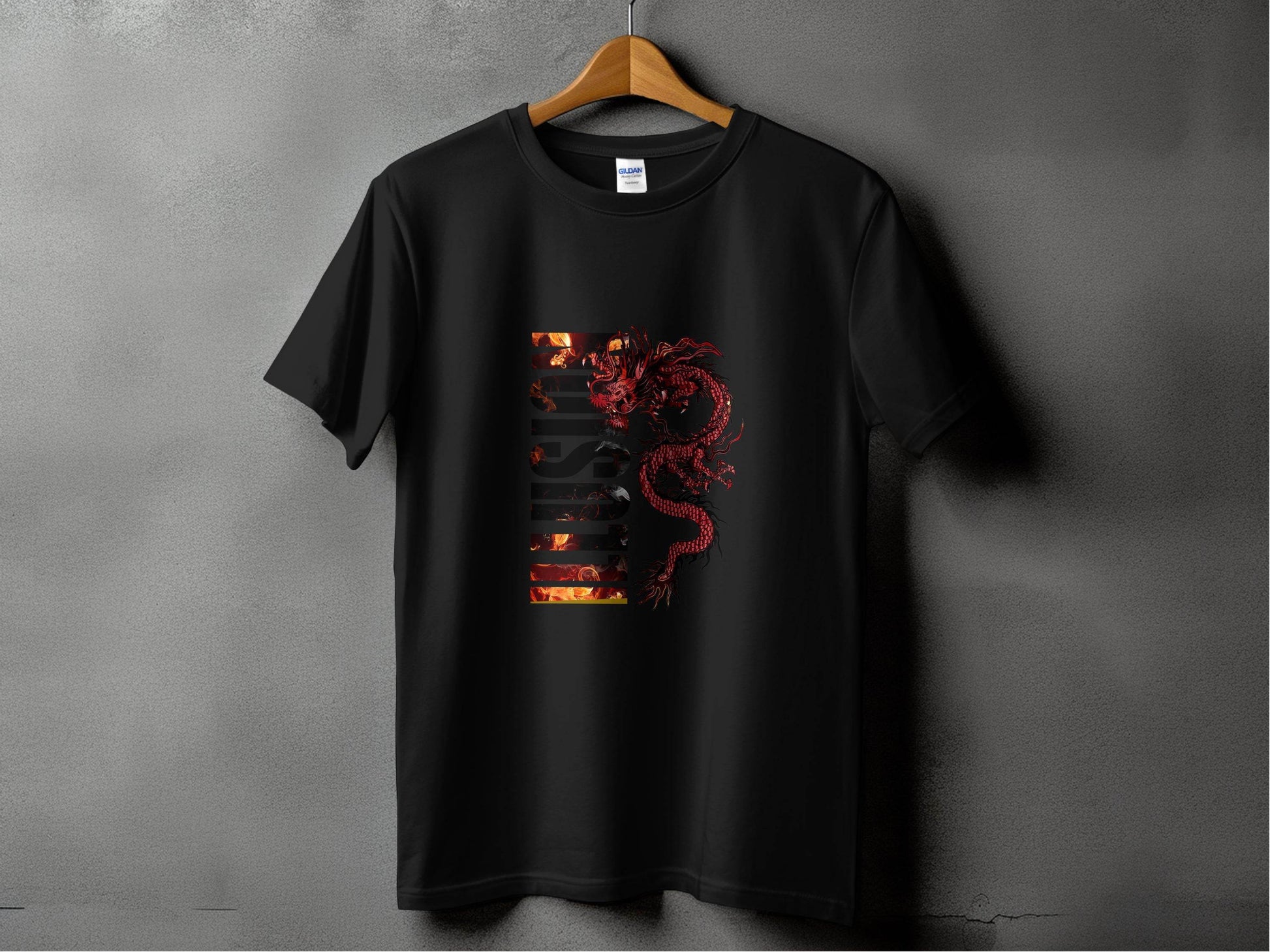 EUSTIS Dragon with Fire Text Graphic Print Design T-Shirt - Design & Vybe