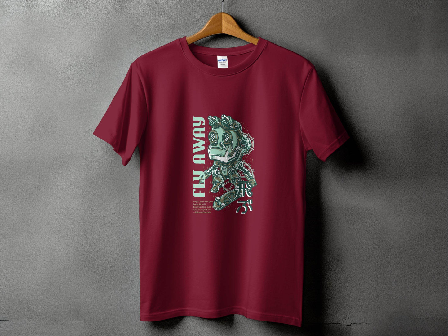 Fly Away Steampunk Robot Skateboard Graphic Design T-Shirt - Design & Vybe