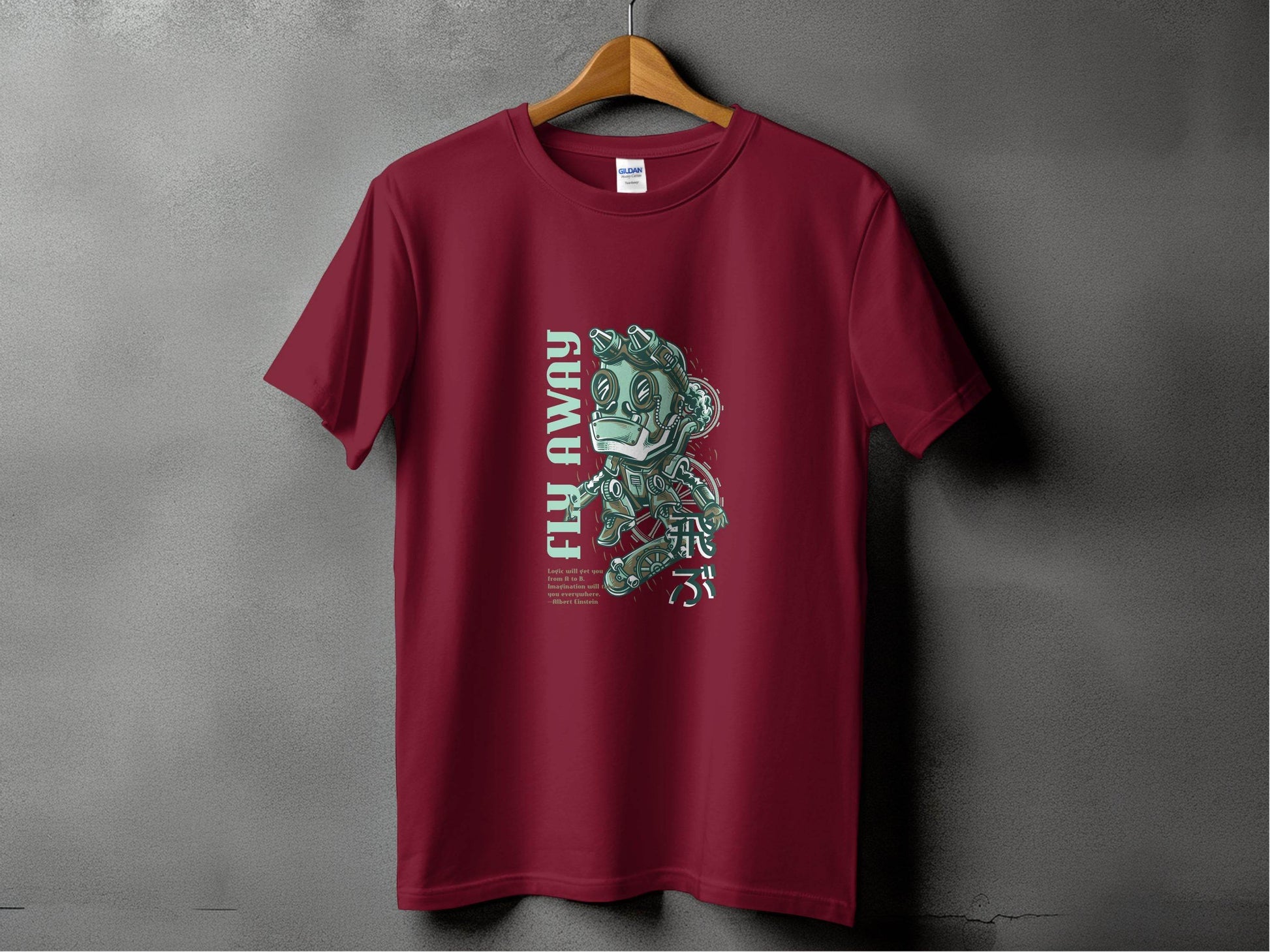 Fly Away Steampunk Robot Skateboard Graphic Design T-Shirt - Design & Vybe