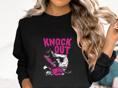 Knock Out Skateboarding Skeleton Illustration Art Sweater - Design & Vybe