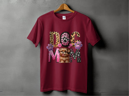 Dog Mom Cute Puppy Hearts Animal Print Design Graphic T-Shirt - Design & Vybe