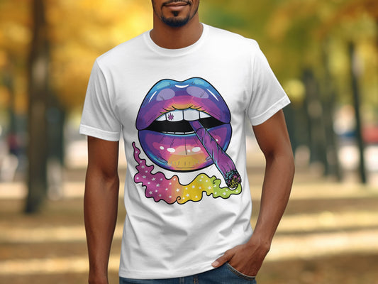 Vibrant Lips and Smoking Joint Graphic T-Shirt product type