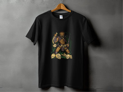 Fierce Warrior Amidst Skulls Graphic T-Shirt product