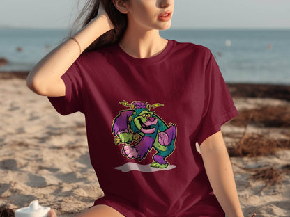 Cartoon Frankenstein with Lightning Strikes Above T-Shirt - Design & Vybe