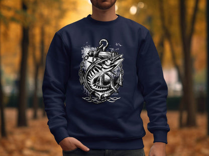Nautical Anchor Design With Marlin Graphic Sweater - Design & Vybe