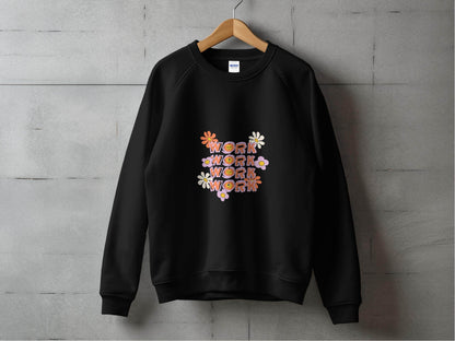 Work With Smiling Sun Flowers Graphic Trendy Design Sweater - Design & Vybe