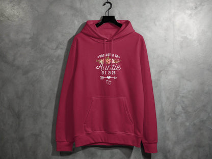 Promoted To Auntie Floral Arrow Baby Feet Est 2025 Hoodie - Design & Vybe