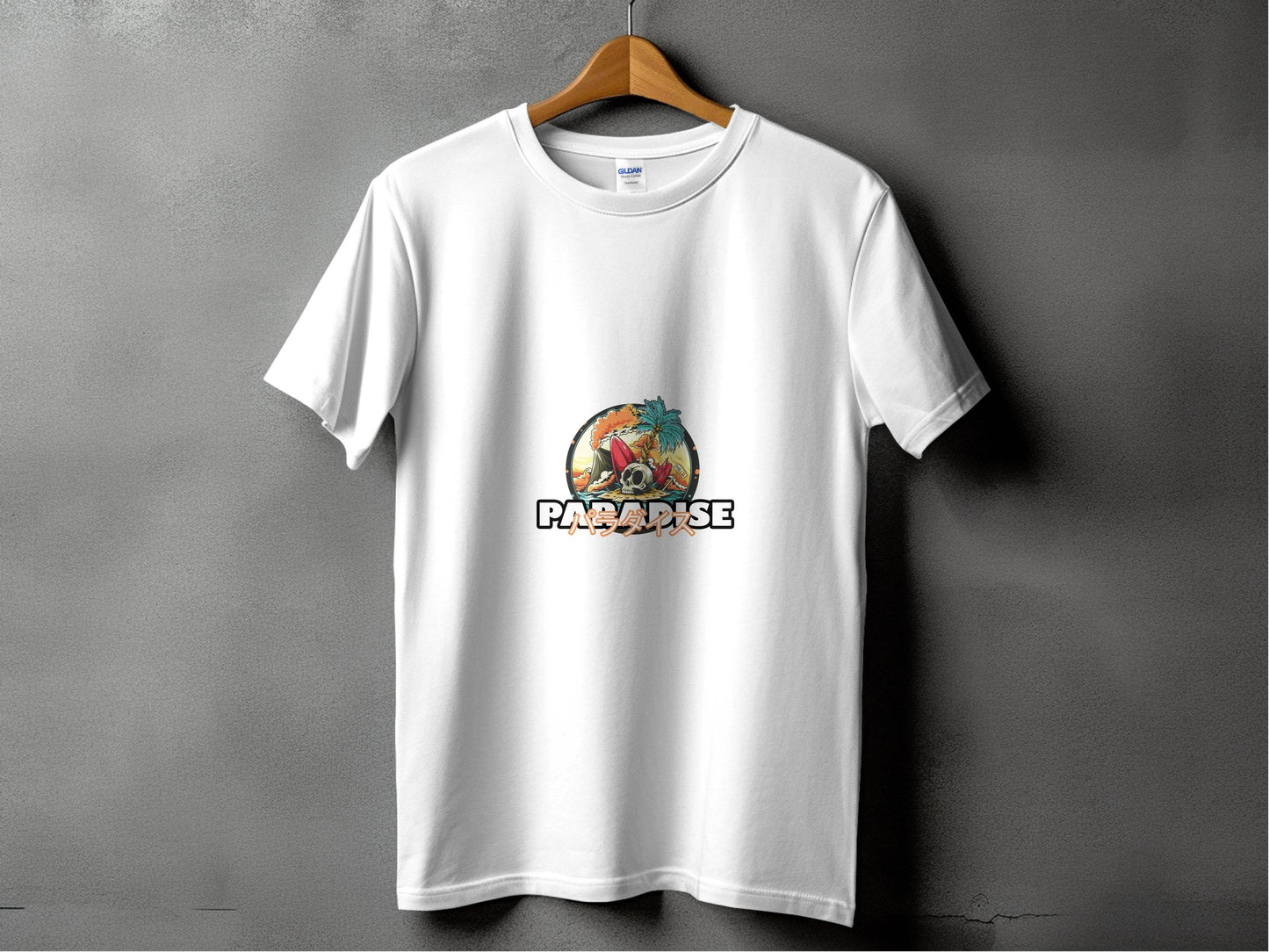 Paradise Skull Island With Surfboard Graphic T-Shirt - Design & Vybe