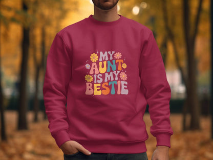 My Aunt is My Bestie Floral Design Graphic Sweater - Design & Vybe