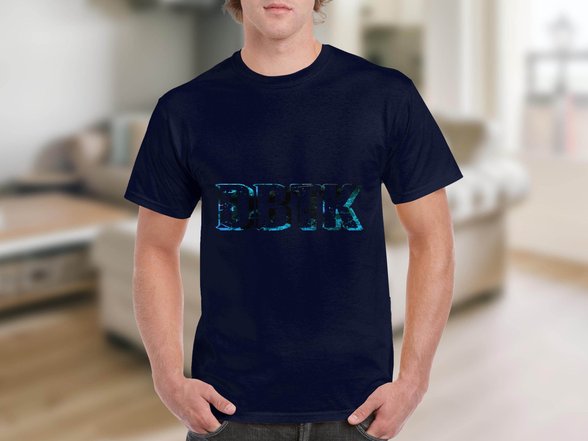 Blue Floral DBCK Letters Artistic Design T-Shirt - Design & Vybe