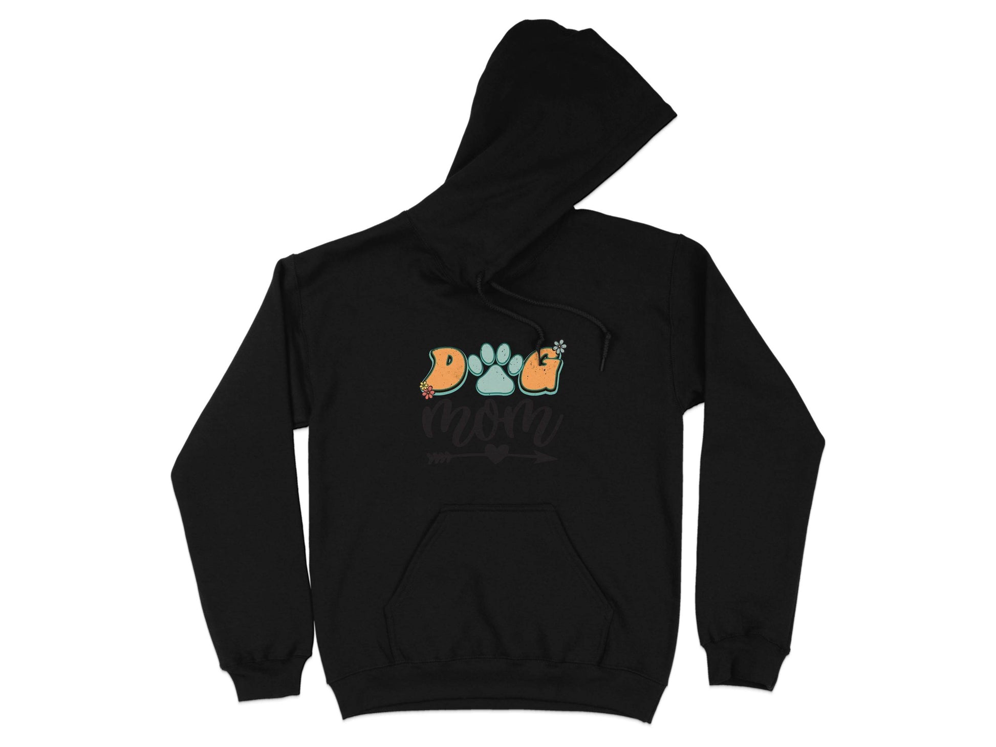Dog Mom Retro Design Flower And Heart Arrow Graphic Hoodie - Design & Vybe