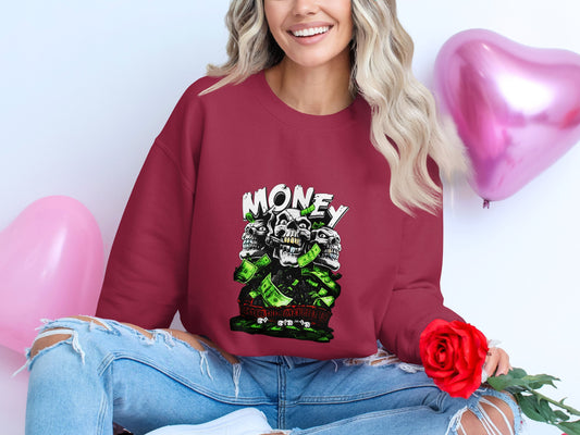 Unique Money Skull Graphic Design Sweatshirt product