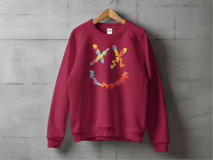 Unique Abstract Dead Smile Colorful Graphic Design Artwork Sweater - Design & Vybe