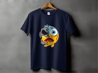 Melting Dual Face Smiley Graphic T-Shirt - Design & Vybe