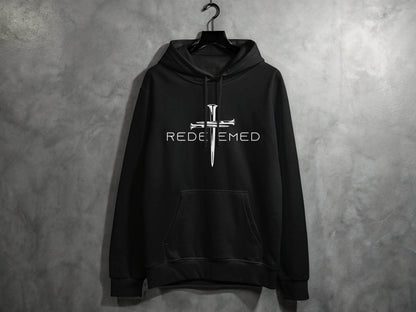 Redeemed Nails Cross Design Christian Faith Graphic Hoodie - Design & Vybe