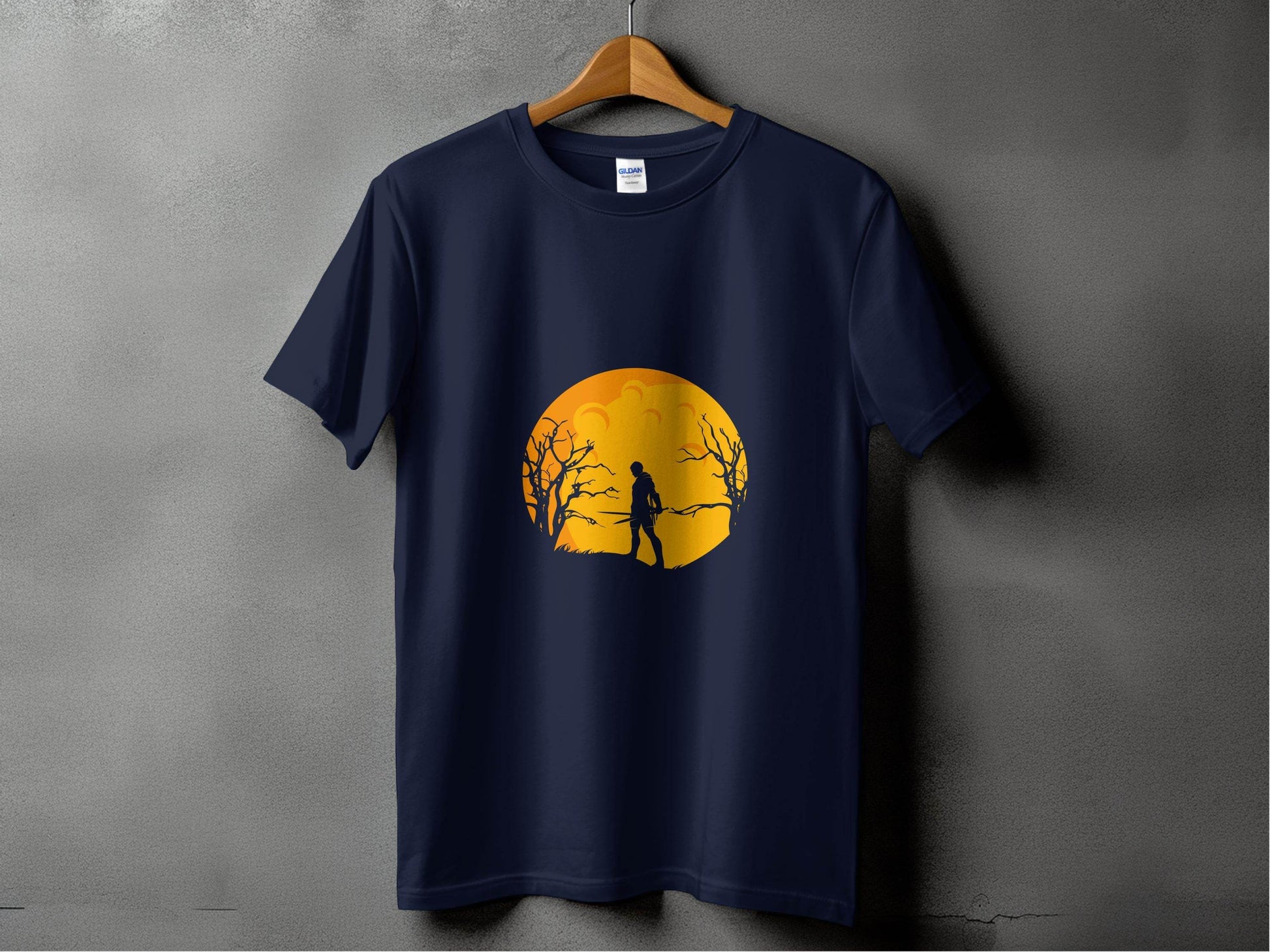 Silhouette Knight Under Yellow Moon Unique Style T-Shirt - Design & Vybe