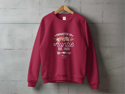 Promoted To Auntie Floral Arrow Baby Feet Est 2025 Sweater - Design & Vybe