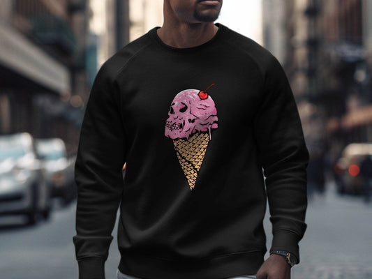 Ice Cream Skull Cone Graphic Illustration for Sweater - Design & Vybe