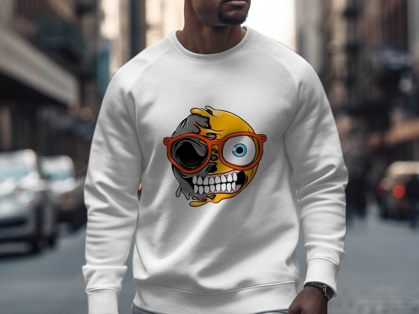 Quirky Twist Smiley Design Graphic Sweater - Design & Vybe