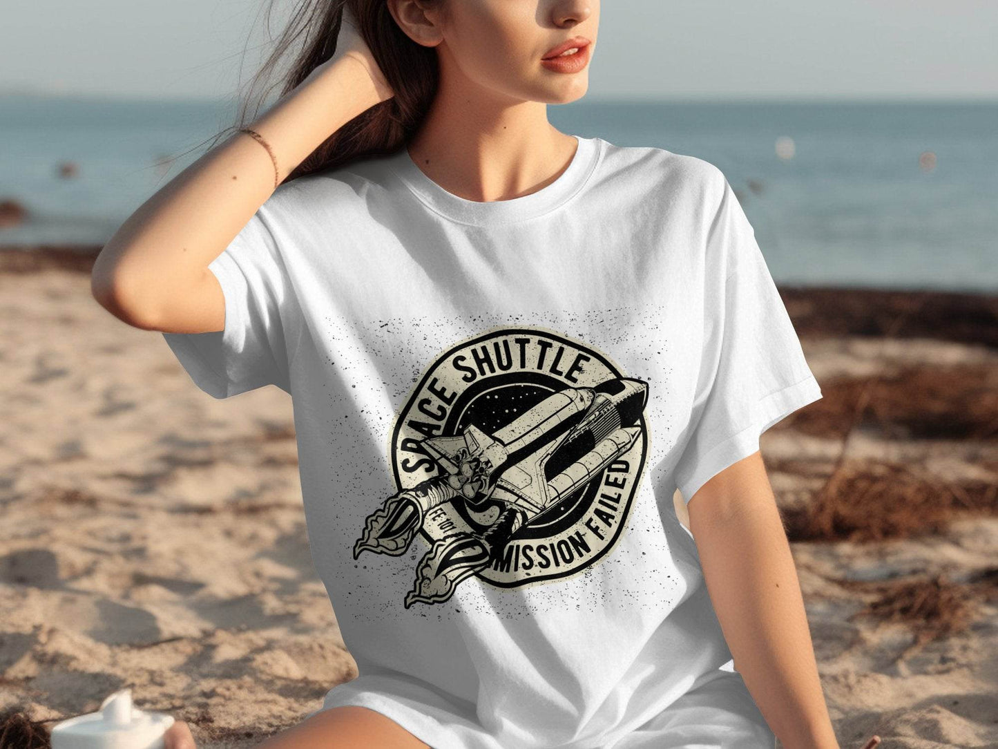 Space Shuttle Mission Failed Graphic Print T-Shirt - Design & Vybe