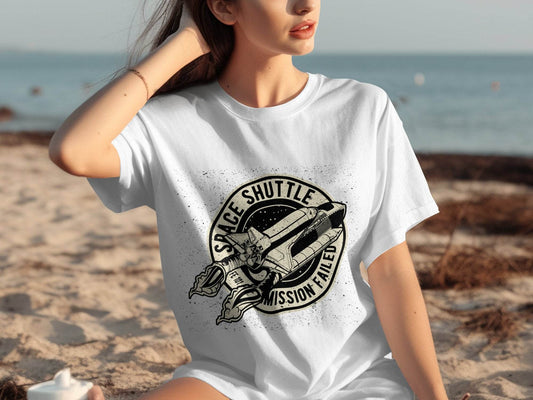 Space Shuttle Mission Failed Graphic Print T-Shirt - Design & Vybe