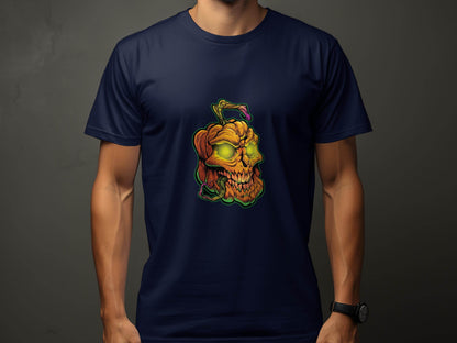 Glowing Eye Spooky Scary Pumpkin Skull Halloween T-Shirt - Design & Vybe