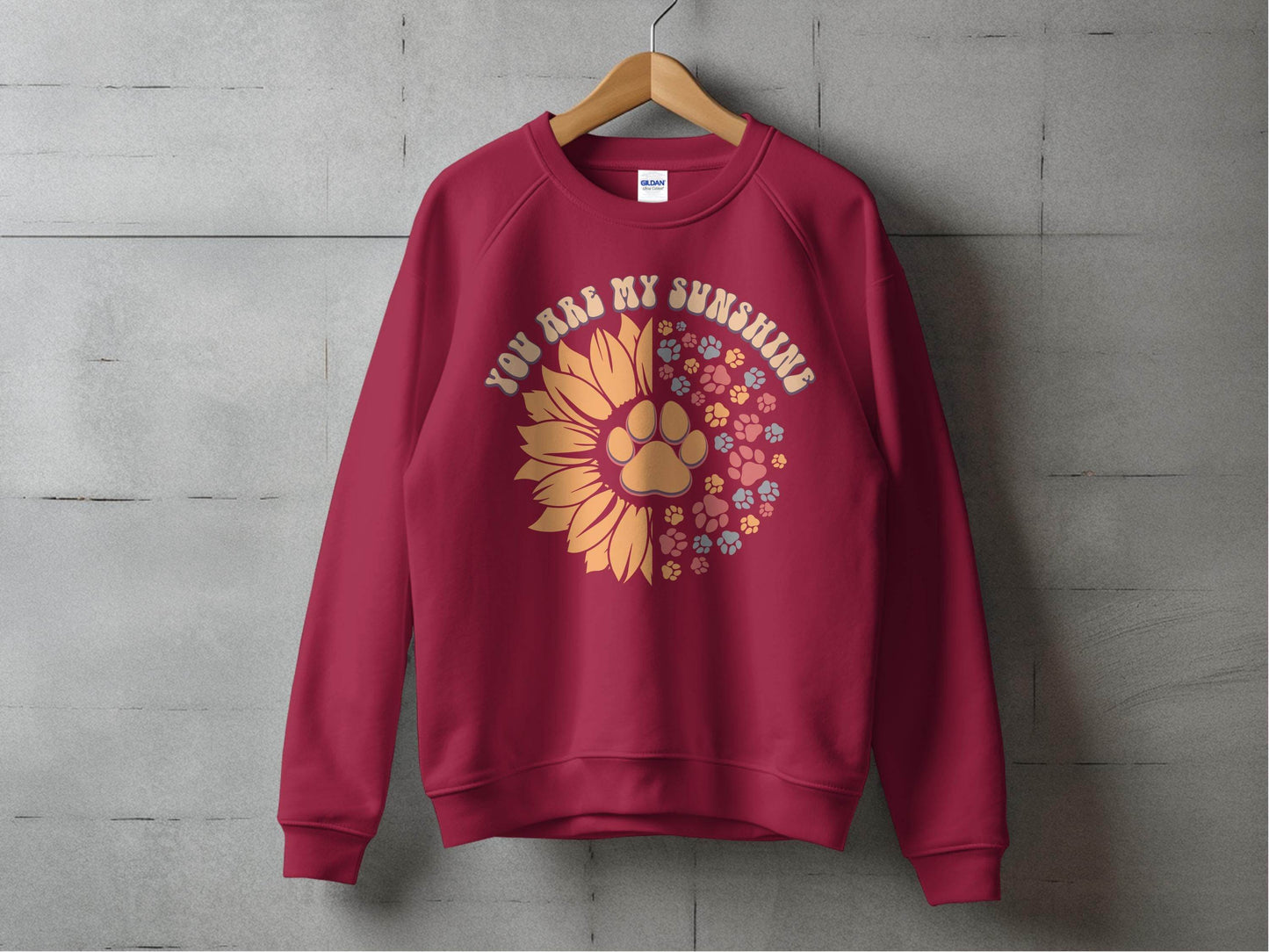 You Are My Sunshine Sunflower Paw Pattern Graphic Sweater - Design & Vybe