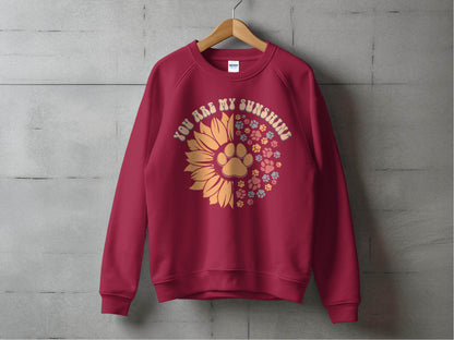 You Are My Sunshine Sunflower Paw Pattern Graphic Sweater - Design & Vybe