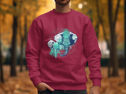 Stunning Elephant Graphic Blue Nature Design Sweater - Design & Vybe