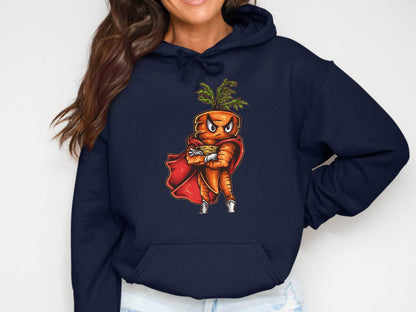 Superhero Carrot Character Graphic Sweater - Design & Vybe