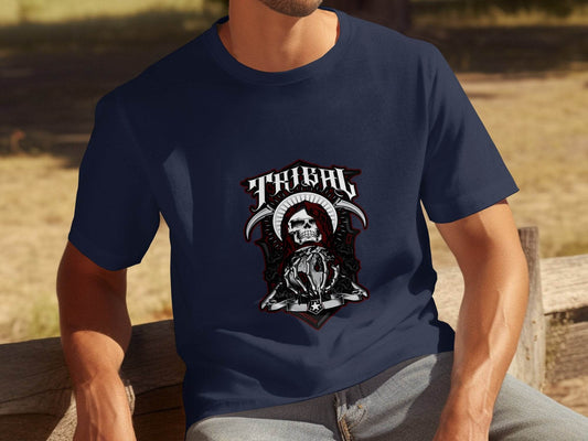 Tribal Design Skull In Hood With Earth Graphic T-Shirt - Design & Vybe
