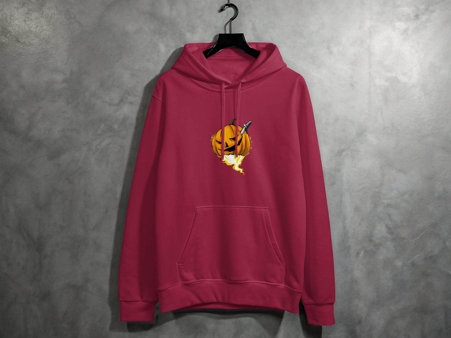 Halloween Pumpkin With Knife Illustration Design Hoodie - Design & Vybe